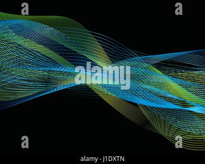 Abstrakte weiße Linie blau und grün-Wave-Band auf schwarzem Hintergrund Vektor Stock Vektor