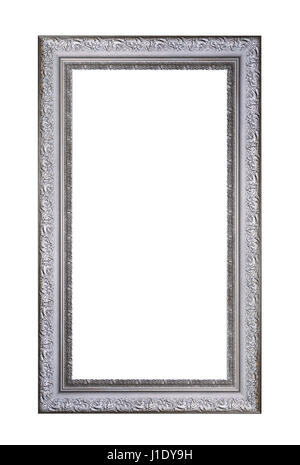 Vintage grau Holzrahmen isoliert auf weißem Hintergrund Stockfoto