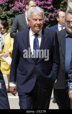 Der ehemalige Premierminister Felipe Gonzalez während Akt ' Äú 25 Aniversario De La Exposicion universal 'Äú EXPO' au Sevilla 1992 ' Äú in RealAlcazar in Sevilla auf Donnerstag, 20. April 2017 Stockfoto