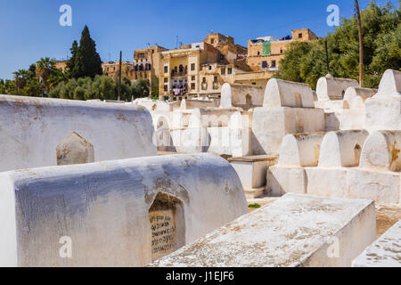 Jüdischer Friedhof in Synagoge in Fes Medina, Marokko Stockfoto