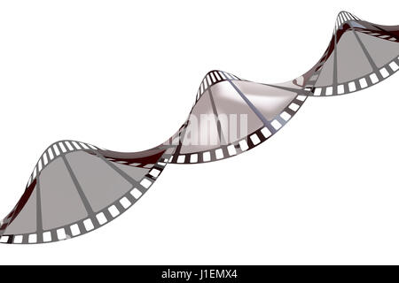 Verdrehte leere Filmstreifen, 3D-Rendering isolierten auf weißen Hintergrund Stockfoto