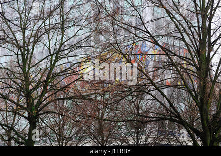 Berlin, Berliner Sehenswürdigkeiten, Wand, hellen, kalten Krieges, bunte, farbenfrohe Malerei, Farben, Farben, Ost-Berlin, ehemalige Division, deutsche Geschichte, Deutschland, Stockfoto