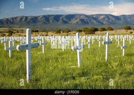 Kreuze, Fort Stanton Handelsmarine & Soldatenfriedhof Fort Stanton, New Mexico, Vereinigte Staaten Stockfoto