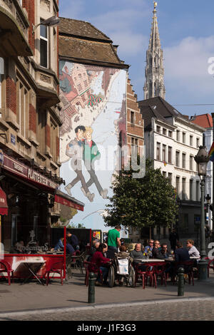 Die Broussaille Wand auf der Comic-Buch-Route in Brüssel Stockfoto