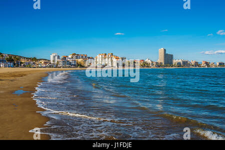 Peniscola Strand an der Costa del Azahar, Provinz Castello, Spanien Stockfoto