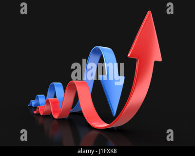 3D Pfeil nach unten. Bild mit Beschneidungspfad Stockfoto