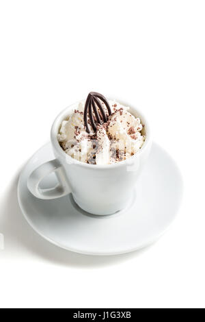 Kleines Kaffee mit Schlagsahne und Schokolade Stockfoto