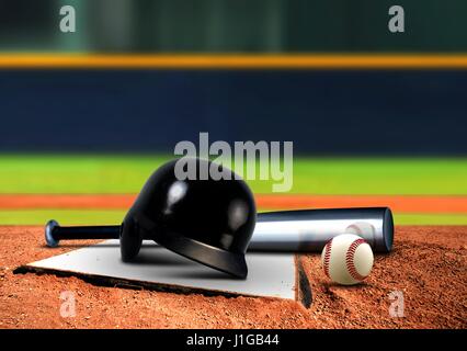 Baseball-Ausrüstung auf Basis Stockfoto