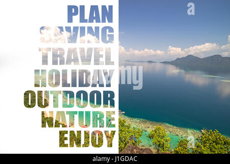 Luftaufnahme der tropischen Insel Bohey Dulang in der Nähe von Siapdan Insel, Sabah, Borneo, Malaysia. Stockfoto