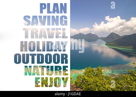 Luftaufnahme der tropischen Insel Bohey Dulang in der Nähe von Siapdan Insel, Sabah, Borneo, Malaysia. Stockfoto