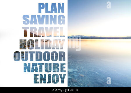 Stein-See mit Sonnenaufgang Hintergrund. Stockfoto