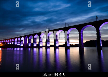 Die Royal Border Brücke über dem Fluss Tweed in Berwick nach Tweed Stockfoto