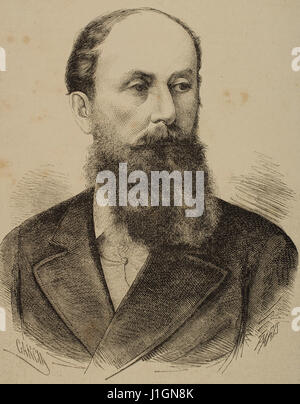 Manuel Falco d ' Adda (1828 – 1892), XIV Marquis von Almonacid und III Herzog von Fernan-Nunez. Spanischer Diplomat. Porträt. Kupferstich von Paris. "La Ilustración Española y Americana", 1872. Stockfoto