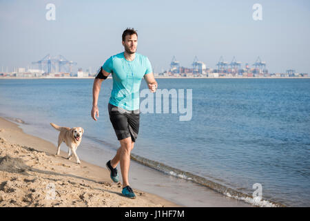 Joggen mit Ihrem Hund Stockfoto