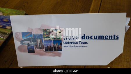 Ordner "Ulsterbus Tours Travel Dokumente" Stockfoto