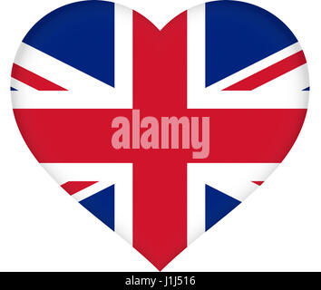 Abbildung einer Union Jack-Flagge, die Herzform ist Stockfoto