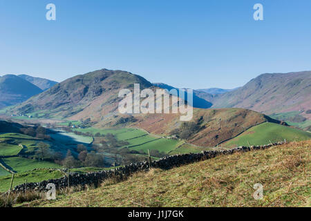 Blick vom Hallin fiel in Richtung Ort fiel und Beda Kopf, Ullswater, Lake District, England Stockfoto