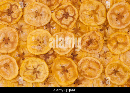 Closeup Banana Chips Hintergrund / Textur Stockfoto