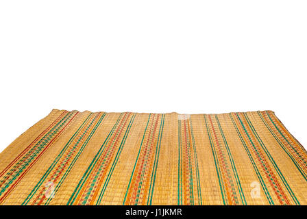 Bunte Bambusmatte, Isolated on White Background Stockfoto