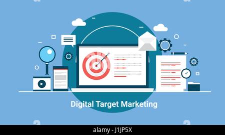 Digitale Zielgruppen-Marketing - digital marketing-Ziel-Konzept - Ziel Publikum - Web-Banner - Illustration Vektor Stock Vektor