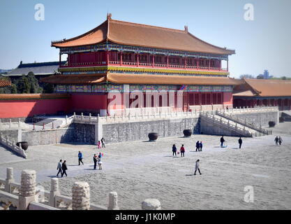 Beijing Forbidden City historischen Höfen und Seite Hallen, ein Beispiel der klassischen chinesischen Kunst und Architektur Stockfoto