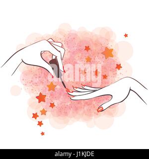 Vector Illustration der Hände mit-Nagellack Stock Vektor