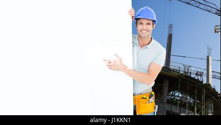 Digitalen Verbund aus zusammengesetzten Bild des Menschen bei der Arbeit in 3d Stockfoto