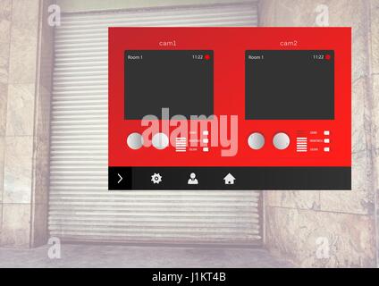 Digitalen Verbund aus Sicherheit Kamera Lager App-Schnittstelle Stockfoto