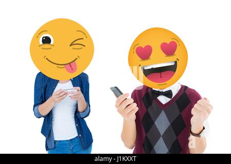 Digitalen Verbund aus zusammengesetztes Bild mit Menschen und smileys Stockfoto