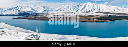 Panoramablick über Lake Tekapo, Südinsel von Neuseeland Stockfoto