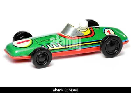 altes Modell Racer isoliert auf weißem Hintergrund Stockfoto