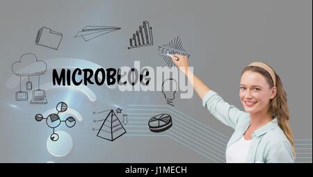 Digital Composite Microblog Grafik schreiben von Frau Stockfoto