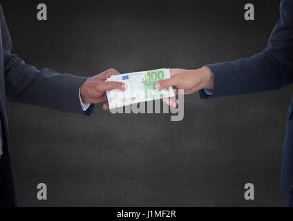 Digitalen Verbund aus Geld Unternehmensbörse gegen graue Wand Stockfoto