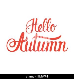 Hallo Herbst Herbst Text Banner Over White Background Stock Vektor