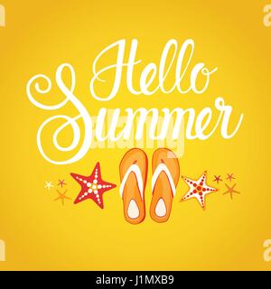 Hallo Sommersaison Text Banner abstrakt gelb hinterlegt Stock Vektor