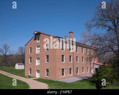 Mühlengebäude, Watkins Woolen Mill State Historic Site, Missouri. Stockfoto