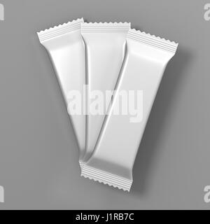 Schokolade-Wrapper Verpackung Stick Beutel Mock-up 3D illustration Stockfoto