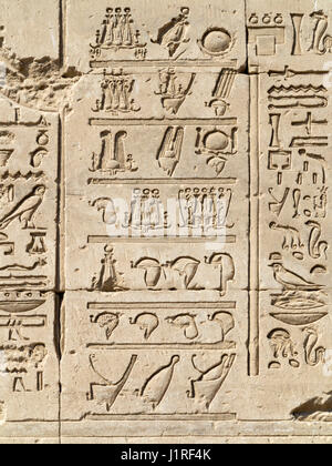 Detail von Dendera Tempel zeigt das Krone-Liste-relief Stockfoto