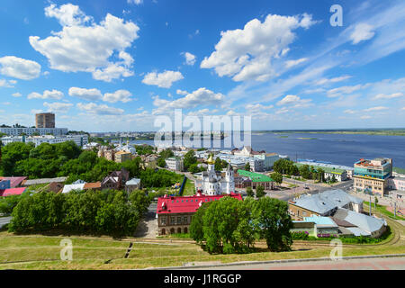 Nischni Nowgorod, Russland, Juli 20,2013, Blick auf die Stadt von der Kreml-Mauer Stockfoto