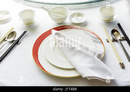 Chinesische Tabelle Einstellung in einem chinesischen restaurant Stockfoto