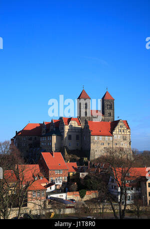 Schloss und St. Servatius Kirche, Quedlinburg, Sachsen-Anhalt, Deutschland, Europa Stockfoto