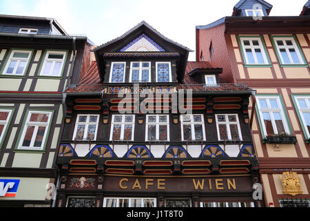 Traditionelles Café Wien, Wernigerode, Sachsen-Anhalt, Deutschland, Europa Stockfoto