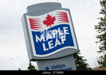 Ein Logo Zeichen außerhalb einer Einrichtung von Maple Leaf Foods Inc. in Hannon, Ontario, Kanada, am 15. April 2017 besetzt. Stockfoto