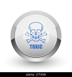 Giftige Skull Chrome Web und Smartphone apps Bordürenmuster Runde glänzende Symbol. Stockfoto