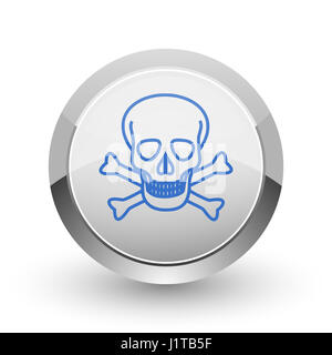 Skull Chrome Web und Smartphone apps Bordürenmuster Runde glänzende Symbol. Stockfoto