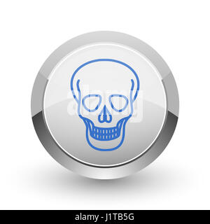 Skull Chrome Web und Smartphone apps Bordürenmuster Runde glänzende Symbol. Stockfoto