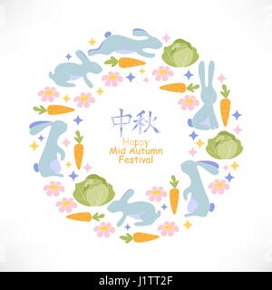 Mid Autumn Festival Design. Chinesisch übersetzen: Mid-Autumn Festival. Stock Vektor