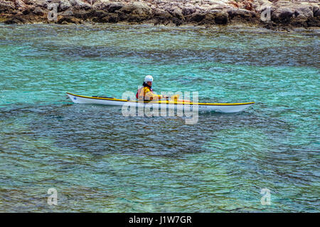 See-Kajak von Insel Telendos, Kalymnos, Griechenland Stockfoto