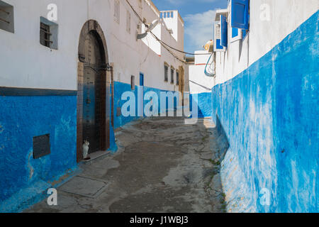 Herrliche alte schmale Gänge in Medina von Rabat, Marokko Stockfoto