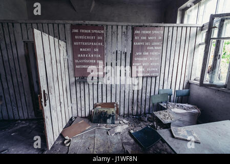 Fremdsprachenunterricht in der Sekundarschule in Mashevo verlassenen Dorf Chernobyl Nuclear Power Plant Zone der Entfremdung in der Ukraine Stockfoto